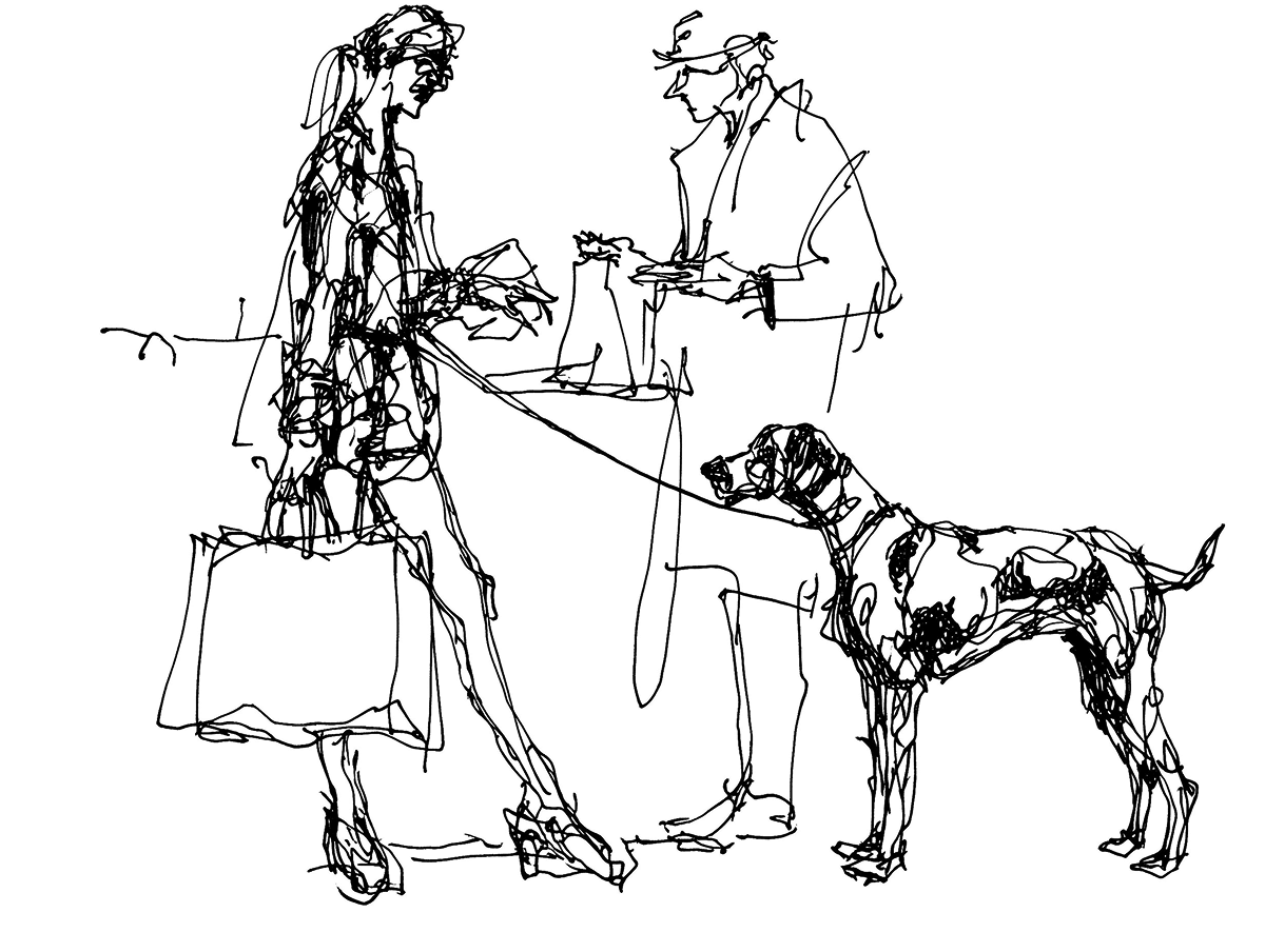 Illustration lady with dog